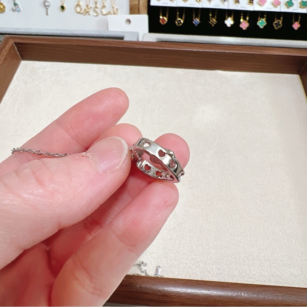 ✨ New cute paw 🐾 pink stones in the heart necklace - Picture 13 of 13